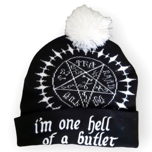 One h**** of a butler goth wicca emo pompom toque one size - Picture 5 of 5